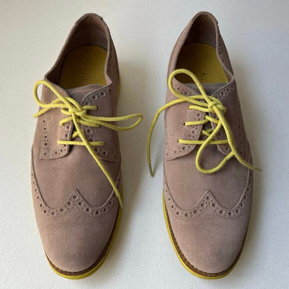 Cole Haan Alisa Lunargrand Wingtip Oxfords Women's 7.5 Tan Neon Suede Preppy - Picture 3 of 14